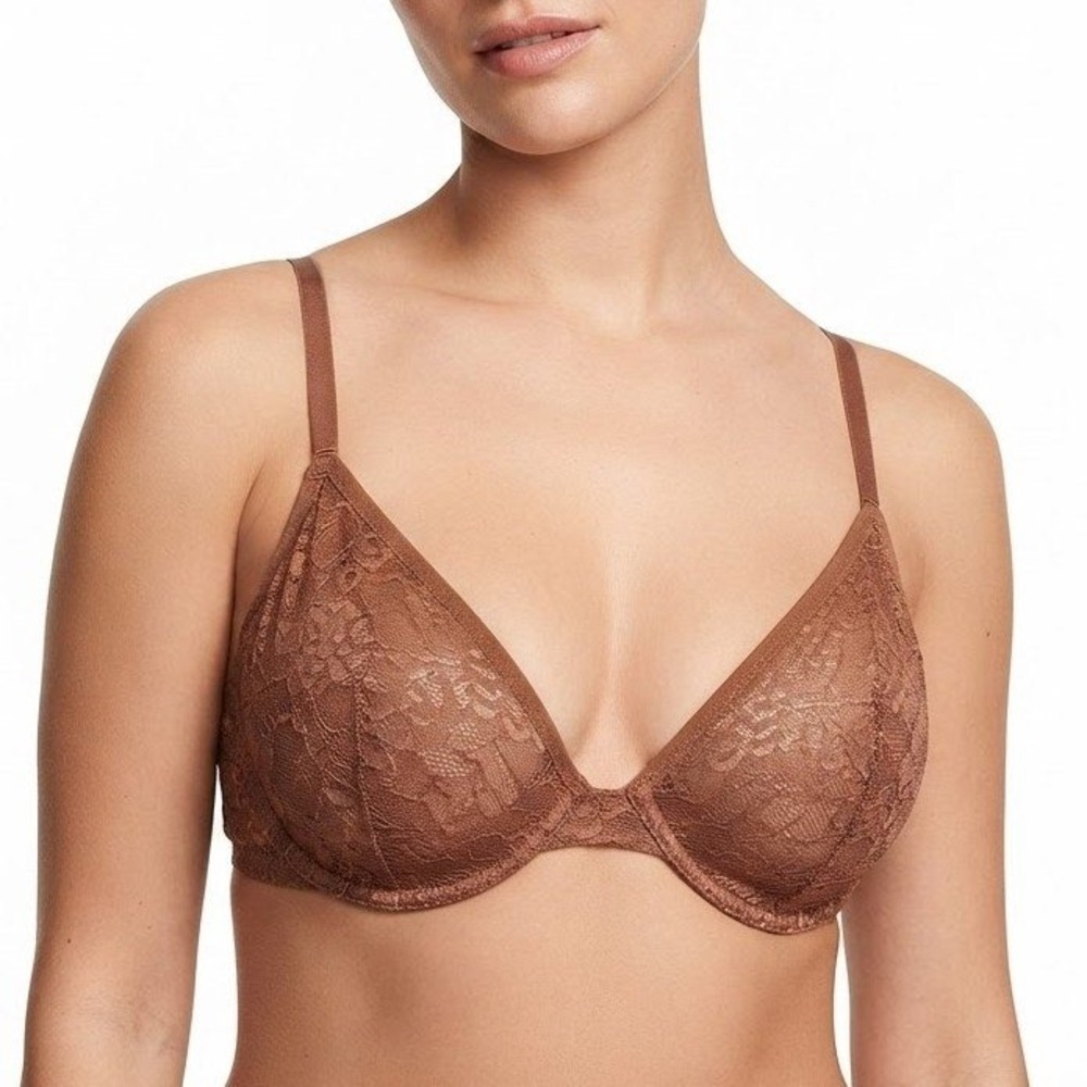 Victoria Secret Lace Bra 38D‎ Copper Multiway Unlined Plunge Underwired Romantic